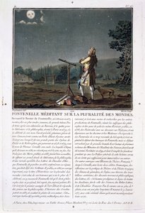 Bernard le Bovier de Fontenelle (1657-1757) che contempla la pluralità dei mondi, inciso da Jean Baptiste Morret, 1791 da Jacques Francois Joseph Swebach